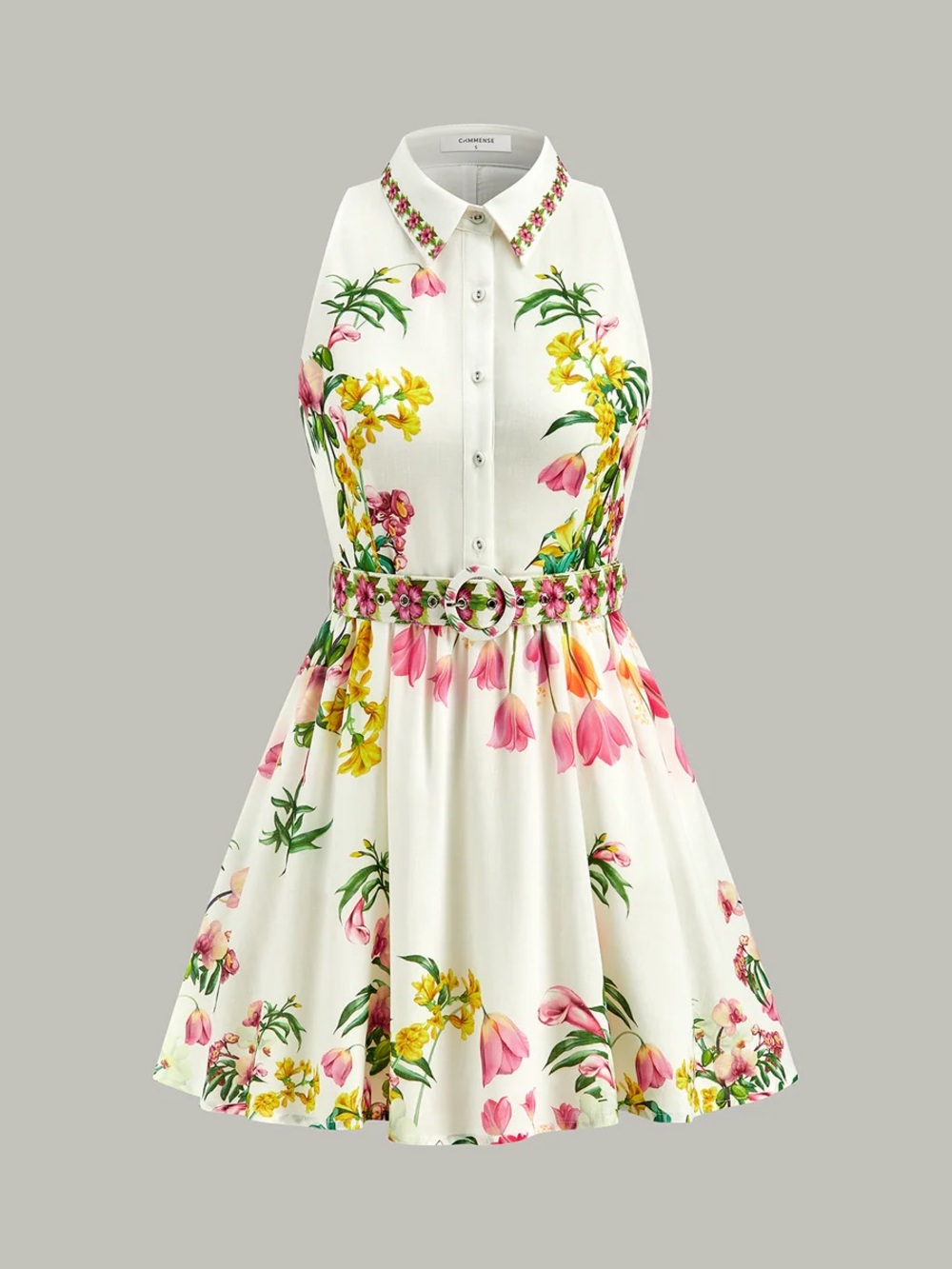 Commense Floral Print Belted Mini Dress - Picture 3 of 16